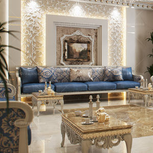 ชุดโซฟาไม้หรูหราหรูหราในห้องนั่งเล่นสไตล์อาหรับ - Product Image 5