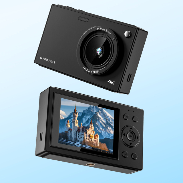 Factory Direct Anti-Shake Autofocus 4K Video Digital Vlogging Camera 16X Zoom 64MP Mini 2.8" CCD Sensor Smile Capture Face