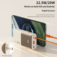 Batterie externe OEM avec affichage LCD à charge rapide, batterie externe portable 10000 mAh avec câbles doubles intégrés et cordon