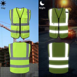 เสื้อกั๊กนิรภัย Hi VIS ของผู้ชายและผู้หญิงมีกระเป๋าสะท้อนแสงมองเห็นได้ชัดเจนซึ่งตรงตามมาตรฐาน ANSI/isea - Product Image 4