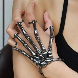 <span class=keywords><strong>Steam</strong></span>-pulsera de mano gótica Punk para hombre y mujer, brazalete con esqueleto de Calavera, elasticidad ajustable, joyería - Product Image 1