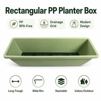 Jardinera Rectangular de Plástico Verde con Bandeja de Drenaje, Maceta para Ventana, Jardinera para Vegetales, Flores, Hierbas, Balcón, Ventana