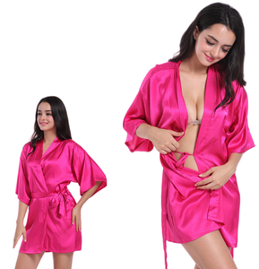 Nouvelles Robes de Chambre en Soie de Luxe 2026 pour Femmes, Pyjamas Sexy, Lingerie et Tenues de Bain, Longueur Genou, Spa, Solides, en Polyester, Vêtements d'Intérieur - Product Image 2