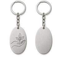 Porte-clés ovale personnalisé en métal avec motif floral rose, logo personnalisé, cadeau d'entreprise en gros, fabricant OEM en vrac