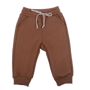 Pantalon de survêtement en coton biologique tricoté épais et respirant pour bébés garçons, avec cordon de serrage et poches, vente en gros OEM/ODM - Product Image 3