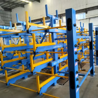 Étagère de rangement cantilever robuste double face en acier thermolaqué pour tubes, tuyaux, tiges et barres, gain de place