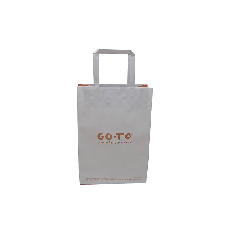 High Quality Recyclable Logo Printing Customized Paper Bad With Flat Paper Handle Wholesale Packaging Paper Bages