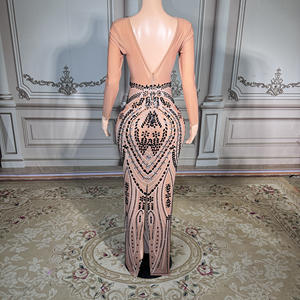 ZD Angesagtes Luxuriöses Asymmetrisches Bodenlanges Bodycon Abendkleid mit Strass-Verzierung für Abschlussball und Nachtclub-Events - Product Image 2