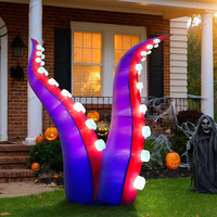 Décoration de Jardin Gonflable LED Halloween : Pieuvre Kraken Monstre Marin Effrayant pour Extérieur, Ornement de Pelouse Gonflable, Accessoire de Fête Hantée, Vente en Gros