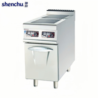 Cuisinière à induction double plaque chauffante autonome avec armoire de rangement, en acier inoxydable, pour usage commercial
