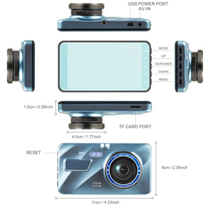 Cámara de salpicadero Dual para coche, grabadora de vídeo DVR frontal y trasera de 4 pulgadas, LCD, FHD, 1080p, lente Dual - Product Image 3
