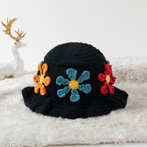 Madeshine Đan Handmade Mùa Đông Phụ Nữ Cô Gái Ngư Dân Rỗng Beanie Crochet Xô <span class=keywords><strong>Hat</strong></span> Với Jacquard Hoa Đầy Màu Sắc - Product Image 6