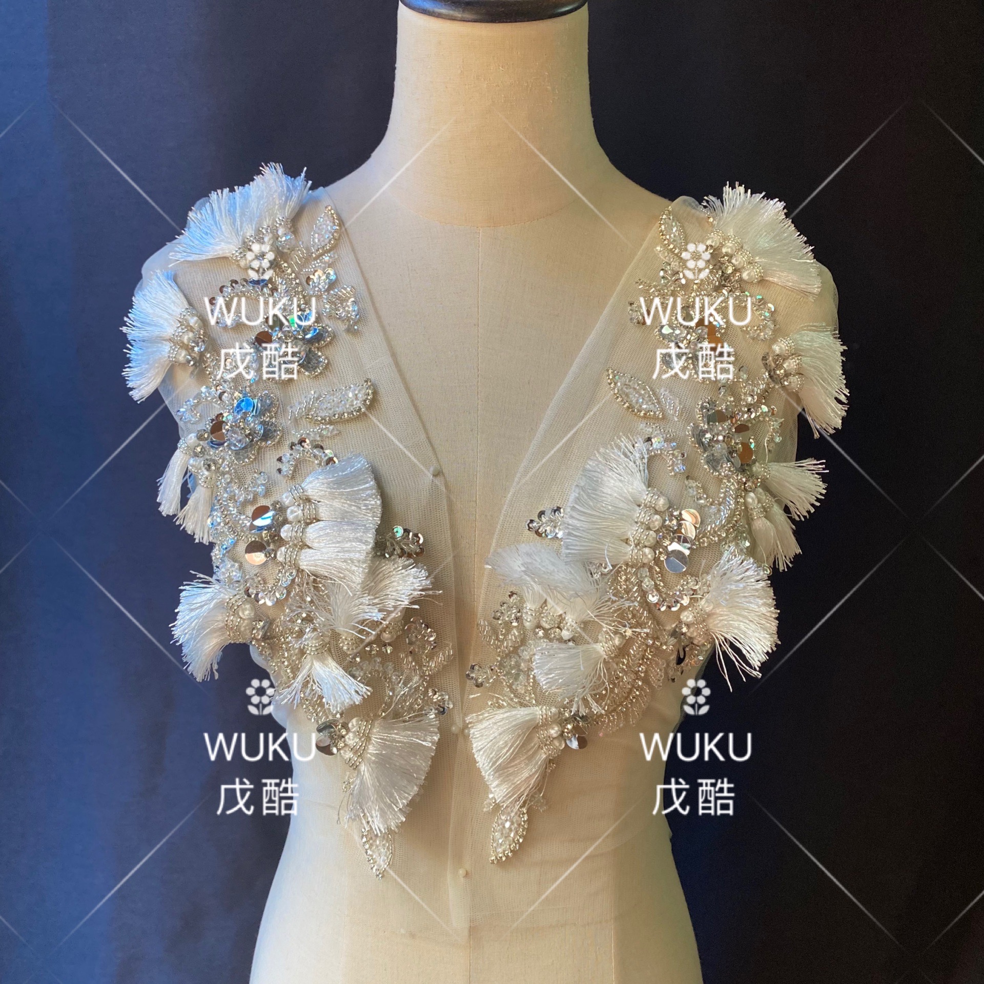 프린지 tasel haut couture 칼라 디자인 appliqeu 패치 2021wuku 컬렉션