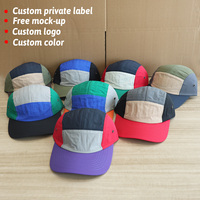 Casquette 5 panneaux personnalisée légère, respirante, imperméable en nylon, séchage rapide, avec logo réfléchissant, pour le sport, la course à pied, le camping, unisexe