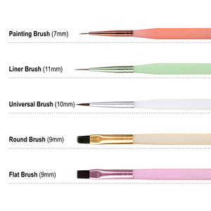 Ensemble de 5 pinceaux à ongles en acrylique, pinceaux plats et ronds pour la peinture, pour la manucure au gel en salon - Product Image 6