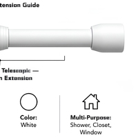 Tringle de Douche Télescopique Blanche Réglable Double Diamètre en Fer Sans Perçage pour Salle de Bain