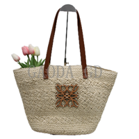 D vente en gros de sac à main de mode design fait à la main raphia sac de paille été plage Simple sac de balle de maïs fourre-tout pour les femmes sac seau