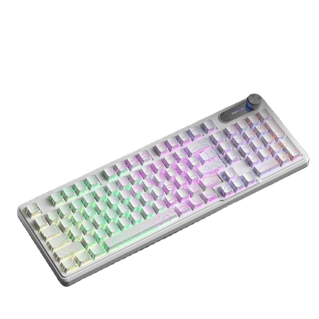 Customized 98-key thin-film transistor volume knob hot-swaddable RGB three-mode wireless gaming mechanical keyboard