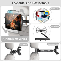 Support de tablette pour voiture, fixation appuie-tête, accessoires essentiels pour les voyages, compatible avec les appareils de 4,7 à 12,9 pouces, idéal pour les enfants, pince pour iPad