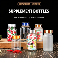 Vente en gros de flacons en verre givré mat de 50 ml pour médicaments, flacons de stockage de capsules de vitamines, couvercles en verre or, argent, bleu, personnalisables gratuitement