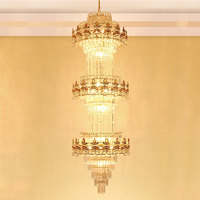 Lustre en cristal de luxe traditionnel européen de grande taille pour plafond haut, hôtel, salon, escalier, luminaires suspendus d'intérieur