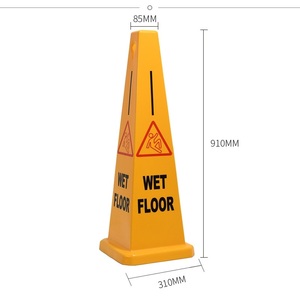 Cône de signalisation carré en plastique jaune imprimable sur 4 faces, en carton, personnalisé, vente en gros d'usine - Product Image 2