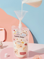 Pochettes à bec verseur personnalisées imprimées avec motifs de dessins animés, en matériaux composites de qualité alimentaire, étanches, avec fermeture éclair refermable pour boissons/liquides