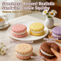 Jouet anti-stress à presser en mousse souple Kawaii, en forme de biscuit sandwich macaron pastel, à remontée lente, parfumé, style pâtisserie, boîte surprise
