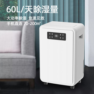 Deshumidificador de 60L de capacidad diaria con control electrónico para eliminar la humedad en el hogar, dormitorio o sótano. - Product Image 4