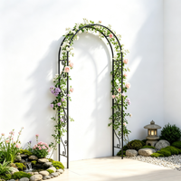 Arche de jardin classique en métal décorée de motifs enroulés, noire, détachable, thermolaquée, antirouille, résistante aux intempéries, pour balcon ou mariage