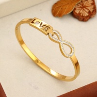 Brazalete de Acero Inoxidable con Baño de Oro de 18K PVD, Resistente al Agua y al Deslustre, Estilo Moderno y Lujoso, para Mujer, Venta al Por Mayor
