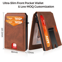 Dompet Pop Up Minimalis Logo Custom Pria, Anti RFID, Penahan Kartu Kredit Aluminium dengan Penjepit Uang, Grosir, Kantong Depan