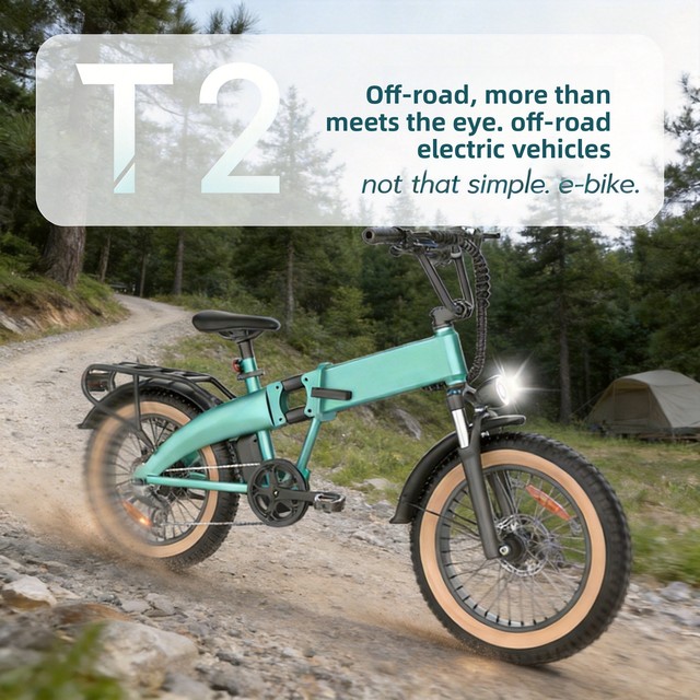 Overseas T2 Electric Mountain Bike 48V Hidden Battery 13AH Folding Rear Hub Motor Dual Disc Brakes Front Suspension Off-road