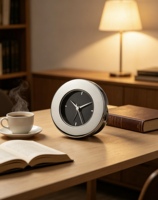 Horloge de table en quartz rétro moderne en gros, horloge ronde décorative, horloge de bureau en métal pour la décoration de la maison