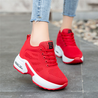 Baskets compensées décontractées respirantes à lacets et bout rond pour femmes, chaussures de sport de créateur à plateforme pour la course et l'entraînement athlétique