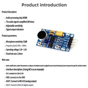เข้ากันได้กับ LM386เซ็นเซอร์ตรวจจับเสียงโมดูลควบคุมเสียงโมดูล LM386 - Product Image 5