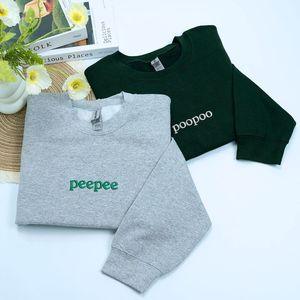 Personalizado bordado 3D patrón Pee Poo sudaderas con capucha a juego sudaderas de tela de punto insignia regalo del Día de San Valentín para parejas - Product Image 1