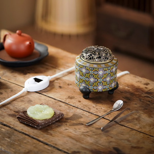 Quemador de incienso eléctrico de cerámica de 520 ° esmaltado al por mayor, calentador electrónico Cloisonne, temporizador, <span class=keywords><strong>olla</strong></span> aromática, bloque de madera en polvo - Product Image 5