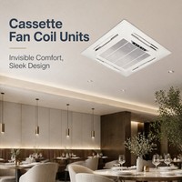 Unité de ventilation à cassette pour chaînes hôtelières mondiales, 4 voies, eau réfrigérée, montage au plafond, CE OEM FP-34 à FP-238, commande en gros