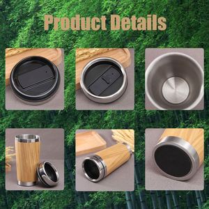 Gobelet de voyage en bambou et acier inoxydable 450 ml avec logo personnalisé, vente en gros, tasse en bois, gobelet de voyage en bambou pour café - Product Image 3