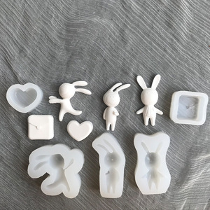 Cetakan silikon buatan tangan kelinci kartun baru untuk lilin kue Aromaterapi Kristal Dropping Gel gula gipsum dikemas dalam tas - Product Image 5