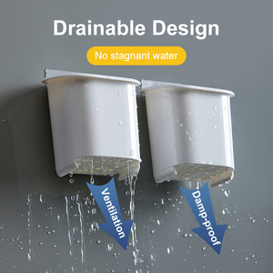 Contenitore per il bagno contenitore porta spazzolini a ventosa in plastica rimovibile senza trapano - Product Image 2