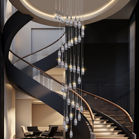 Lustre en cristal de luxe pour escalier de villa, pour salon et loft, design creux rotatif long avec lumière LED, fonction de gradation