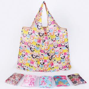 Vietnam Factory Promotion Custom Reusable Cartoon Pattern <b>Folding</b> Shopping <b>Bags</b> Tear Resistant Polyester Nylon Waterproof - Product Image 1
