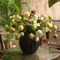Fleur artificielle de lotus à trois têtes en soie, tige de Lianhua, fausse fleur pour décoration intérieure, centre de table de mariage, accessoires de photographie