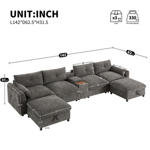 Guangdong fabrika 6 koltuklar bulut kanepe Set modüler kesit <span class=keywords><strong>L</strong></span> şekilli kanepe konsol depolama ile osmanlı ofis oturma odası için - Product Image 6