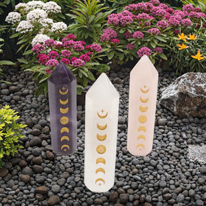 Piedra de Cuarzo Natural para Sanación con Reiki, Artesanía Popular, Fengshui, Torre de Cuarzo Hexagonal Grabada, Cuarzo Rosa, Puntos de Fase Lunar, al por Mayor - Product Image 3