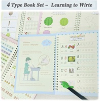 Grande taille numéro Alphabet dessin écriture manuscrite réutilisable 4 pièces cahier de pratique magique pour enfants avec stylos