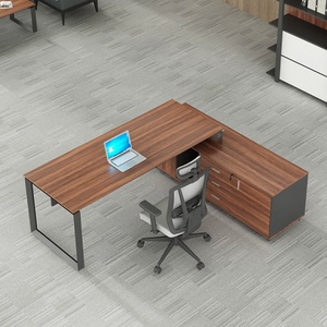 High-<b>End</b> Luxury MDF Wooden Executive Large Office Desk L-Shaped CEO Boss <b>Table</b> with Contemporary Design Modern Office Furniture - Product Image 2