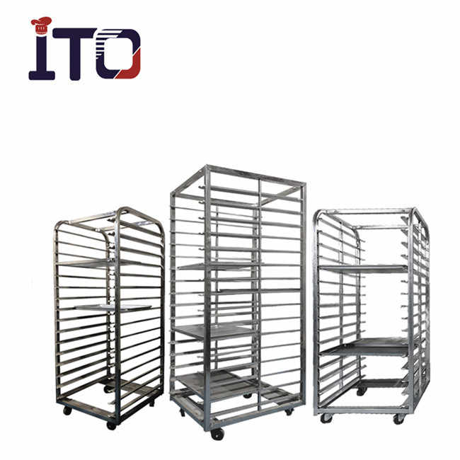 Commercial Stainless Steel Bun Pan Rack Wheeled Oven Baking Trolley ...